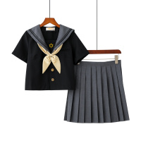 吉祥小炮情趣内衣SM调教jk制服超学生服诱惑性感水手服套装清纯小胸 短袖短裙领结 2XL