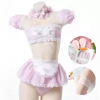 吉祥小炮圣诞节兔女郎cos制服情趣内衣性感SM女仆激情可爱衣服套装萌系 粉色套装+胡萝卜兔耳朵+白色蕾丝袜 均码