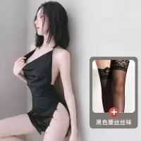 吉祥小炮情趣内衣秘书诱惑激情床上睡衣用品情侣女性衣服火辣秀SM 黑色睡裙+丝袜 160M