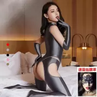 吉祥小炮超情趣内衣免脱床上挑逗SM制服诱惑激情火辣开档三点式连体衣 1_灰色 均码