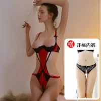 吉祥小炮情趣内衣SM激情套装制服情侣血滴子情绪调情用品睡衣夫妻 缺货[红色套餐1] 连体衣+血滴子+开档内裤 均