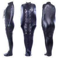 吉祥小炮SM手铐紧身全包衣服皮革束缚带后手自缚捆绑背铐拘束带单手套调教 全包衣B款:全身睡袋[S/M/L码供选择,详细请