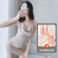 吉祥小炮情趣内衣秘书诱惑激情床上睡衣用品情侣女性衣服火辣秀SM 咖色睡裙+丝袜 160M