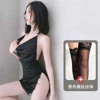 吉祥小炮情趣内衣秘书诱惑激情床上睡衣用品情侣女性衣服火辣秀SM 黑色睡裙+丝袜 165L