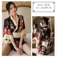 吉祥小炮女士情趣内衣女性感和服诱惑激情套装午夜魅力超床上SM免脱 8421[衣服+腰带+T裤]黑色 均码