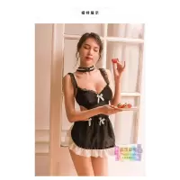吉祥小炮性感情趣大码女成人女仆佣护士制服诱惑胖MM激情套装短裙挑逗SM 黑白[女仆+内裤+颈环] M码80-120斤