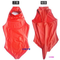吉祥小炮情趣皮革cos拘束连体衣服紧身强制约束缚单手套男女士SM自缚捆绑 红色 4XL码 适合体重80kg内