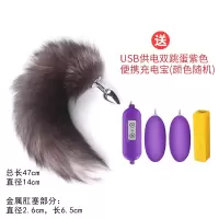 吉祥小炮情趣肛塞尾巴肛门扩张器后庭刺激高潮性用具用品高潮屁眼学生SM 银狐狐狸尾巴+usb双跳蛋紫色+充电宝
