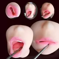 吉祥小炮插嘴唇成人用品真实口名器舌头自慰吮吸口交器美女嘴亲吻亲嘴神器 香唇粉色软牙齿 送大礼