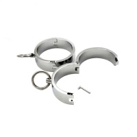 吉祥小炮加厚金属手拷脚拷手镯束缚禁锢SM主奴调教情侣玩具惩罚男女奴 款式2正圆男脚