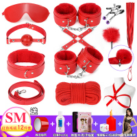 吉祥小炮SM道具捆绑套装情趣工具调教手铐用具调情另类玩具性用品奴隶夫妻 毛绒[红SM 12件套]送7礼+润滑剂
