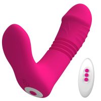 吉祥小炮密爱伸缩穿戴震动棒加温震动抽插蝴蝶女用无线摇控成人情趣性用品 玫红,绳索抽插+遥控+震动+加温