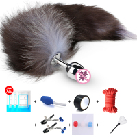 吉祥小炮狐狸尾巴震动肛塞狗尾巴女用肛门自慰器情趣用品电动后庭塞学生 花色狐-送油+灌肠+胶带+捆绑绳+乳夹+蜡烛+羽毛刷