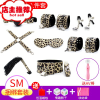sm道具项圈成人玩具女用品捆绑绳手铐套装性工具情趣用具调教刑具欢乐小鸟 豹纹皮革8件+蜡烛+骰子+收纳袋+AV棒SM