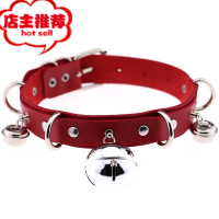 女项圈sm套装男铃铛牵引绳束缚狗链狗奴男奴情趣床上捆绑用具spa欢乐小鸟 3铃铛项圈红色+牵引链(1.2米左右)SM