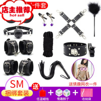 sm道具捆绑套装绳子情趣工具成人玩具手铐乳夹夫妻性用品皮鞭欢乐小鸟 黑色皮革10件+蜡烛+骰子+收纳袋+7503网衣SM