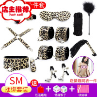 sm道具捆绑套装绳子情趣工具成人玩具手铐乳夹夫妻性用品皮鞭欢乐小鸟 豹纹皮革10件+蜡烛+骰子+收纳袋+7503网衣SM