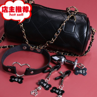 成人情趣用品sm道具铃铛乳夹肛塞项圈惩罚套装阴下体调教女m欢乐小鸟 小騒货-4件套:乳夹+项圈+肛塞+黑包包SM