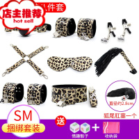 情趣用品sm道具套装捆绑绳眼罩手铐皮鞭子口塞乳夹调教工具欢乐小鸟 豹纹皮革8件套+骰子+收纳袋+狐狸尾巴SM