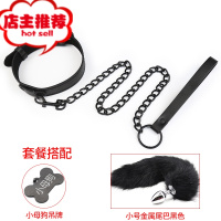 项圈含牵引绳SM刑具调教捆绑调情趣男用具性玩具成人另类床上欢乐小鸟 黑色项圈含牵引链+狗牌+小号金属尾巴黑色胶带绳子
