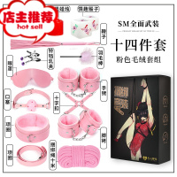 sm情趣用品spa性道具夫妻床上调情器用具捆绑绳调教手铐乳夹束缚欢乐小鸟 粉<荔枝纹>毛绒十四件- (赠情趣胶带绳子