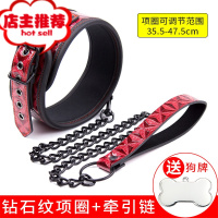 另类游戏情趣用具sm项圈调教狗奴男女通用k9项圈束缚狗链子牵引绳欢乐小鸟 钻石纹项圈(含牵引链)+狗牌胶带绳子