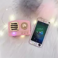 少女心放映室 粉色复古蓝牙音响 桌面小音箱便携迷你音响可插u盘