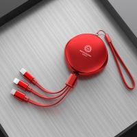 一拖三伸缩数据线 苹果三合一挂绳手机usb充电线苹果vivo快充电器