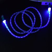 安卓智能手机数据线发光 快速充电器线闪光灯安卓梯形接口通用|安卓1米发光线