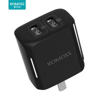罗马仕 AC12T手机充电头智能双口适配器 双USB输出带灯快充充电器|黑色