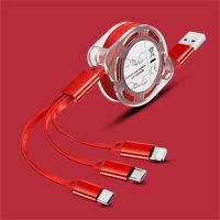 多功能一拖三合一数据线伸缩2A快充电器车载苹果安卓华为手机|【中国红】经典加长款1.5米一拖三 【线+快充头】套餐更优惠