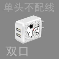 2A手机充电头苹果vivo红米手机通用快充安卓卡通可爱女生充电器头|双口2A充头[史努比] +1米安卓线