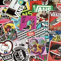 100张潮牌万斯vans行李箱贴纸滑板背面拉杆箱吉他手机电脑防水贴