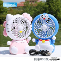 卡通usb电风扇迷你挂脖小风扇哆啦a梦kt便携式办公室学生静音台式