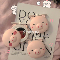 可爱卡通粉色少女小猪小风扇随身携带USB充电迷你led灯补光化妆镜