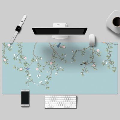 中式精选 PU皮电脑防水超大号加热鼠标垫写字键盘垫办公书桌垫