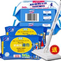 地板湿巾干巾可选套装送拖把静电除尘纸吸毛发无尘纸拖把纸擦地纸|2包干巾+2包湿巾+送拖把