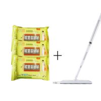 静电拖把静电除尘纸一次性无纺布湿巾吸尘纸擦地板家用吸毛发免洗|静电小拖把+3包抗菌湿巾(组合装)