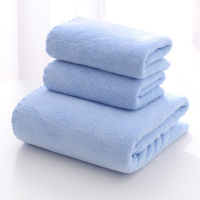 [拍下立送3条方巾]珊瑚绒毛巾浴巾组合套装 2毛巾+1浴巾三件套