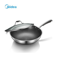 美的(Midea)蜂窝炒锅CJ32WOK502 32CM不粘锅316不锈钢炒菜锅具燃气电磁炉通用全面屏