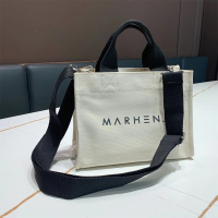 SMU新款单肩斜挎包女包大容量简约韩版小方包字母印花时尚小巧三用帆布包