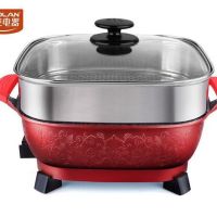 韩式多功能电热锅家用养生不粘锅电火锅电炒锅电蒸锅煎锅超大容量|7升豪华款棕色带蒸笼+大礼包