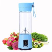 充电榨汁机料理家用多功能原汁机小型学生电动水果豆浆搅拌果汁杯|天空蓝 6页加厚玻璃杯+大礼包