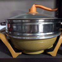 家用韩式多功能电炒锅电热锅电火锅元宝锅|大号黄金锅带蒸笼