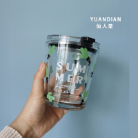 咖啡杯子便携带盖学生家用个性ins风茶杯挂耳咖啡专用玻璃水杯|仙人掌刻度杯（拍下7天内发货）350ml带盖