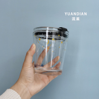 咖啡杯子便携带盖学生家用个性ins风茶杯挂耳咖啡专用玻璃水杯|流星刻度杯350ml带盖