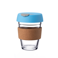 风靡 网红随行杯 咖啡杯带盖 隔热玻璃杯便携水杯ins风|越橘蓝软木款340ml