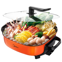 电火锅家用多功能煮锅电炒锅电热锅炒菜锅韩式4.5升/6升|LHN30A--6升电火锅橙色