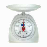 迷你家用厨房小秤弹簧小克称天平秤食物克数称克台秤老式盘称鸡柳|圆称500克【白色】