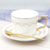 骨瓷咖啡杯套装欧式高档金边创意陶瓷杯带碟带勺茶杯茶具礼盒套具|万家灯火纯金1杯1碟1勺快递装
